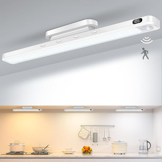 WILLED 5W Motion Sensor Led Light Bar, Eye-Care Rechargeable Closet Light with Battery Level Display, Makeup Lighting, Motion Sensor Light Indoor for Cabinet, Closet, Desk and Bathroom