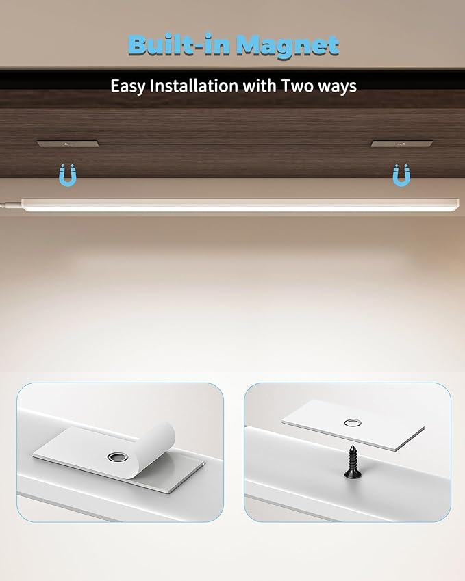 ASOKO Plug-in Under Cabinet Lighting, 24Inch LED Workbench Lights with Super Brighten 900Lumen and Dimmable 6000K Cool White, Memory Function Desk Lamp for Kitchen Sink/Desk/Workbench