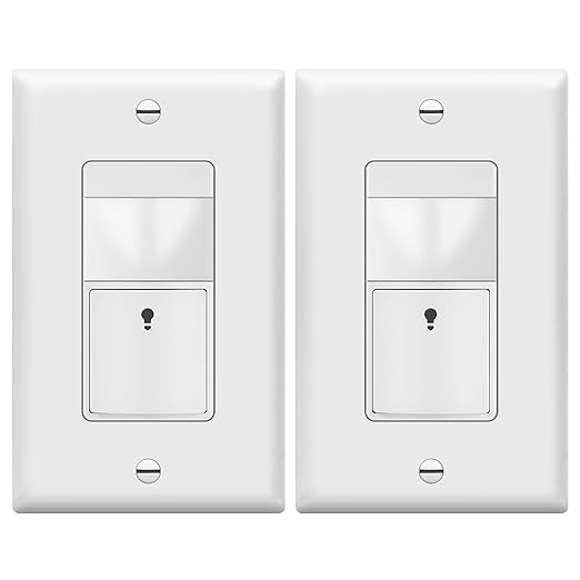 TOPGREENER PIR Motion Sensor Light Switch, Occupancy & Vacancy Motion Sensor Switch, Operable Without Ground Wire, No Neutral Wire, Single Pole, TDOS5-HL-W-2PCS, White
