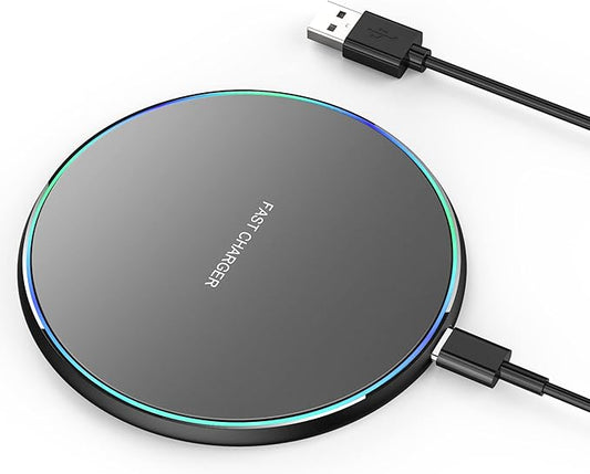 Wireless Charger Compatible with iPhone 16 15 14 13 12 11 Pro Max/Mini/Plus/XR/X/8, 15W Max Fast Wireless Charging Pad Mat for Galaxy S23/S22/S21/S20/S10, Air Pods Pro/3/2, Galaxy Buds