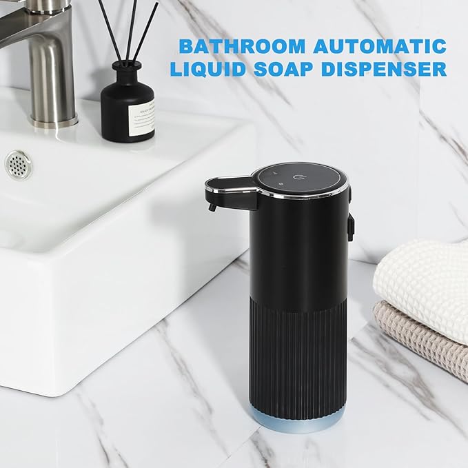 RYTOXILO Automatic Soap Dispenser, 2 Pack Black and White Touchless Liquid Soap Dispensers for Bathroom, 13.5 Fl Oz Plastic Electric Auto Dish Soap Dispenser Wall Mount for Kithcen