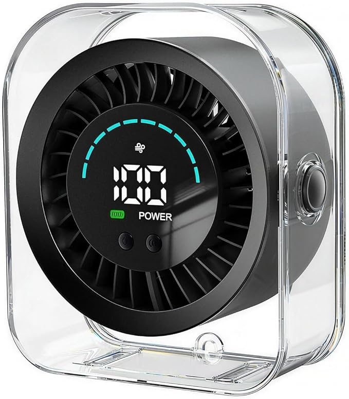 Small Desk Fan, Quiet Desktop Fan with Turbo Airflow, Rechargeable Mini Table Fan 100 Speed Wind Adjustable, Travel Fan for Sleeping 360° Rotating, Portable battery operated fan for Office Home Travel