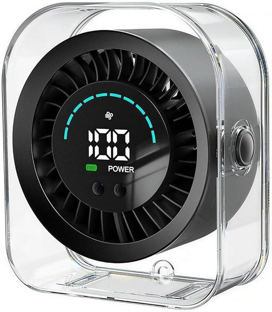 Small Desk Fan, Quiet Desktop Fan with Turbo Airflow, Rechargeable Mini Table Fan 100 Speed Wind Adjustable, Travel Fan for Sleeping 360° Rotating, Portable battery operated fan for Office Home Travel
