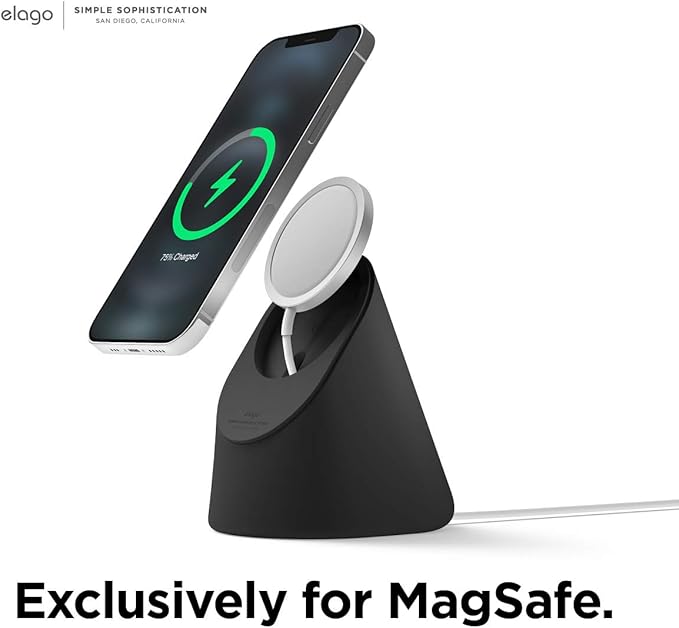 elago MS1 Charging Stand Compatible with MagSafe Charger - Premium Silicone Stand Compatible with iPhone 17/16/15/14/13/12 Series, Designed for iOS Standby Mode [Black] [Charging Cable Not Included]