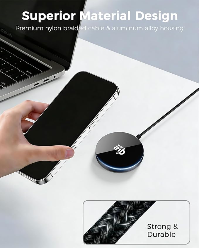 25W Magnetic Wireless Charger, Qi2.2 Fast Wireless Charging Pads with Kickstand,MagSafe Charger for iPhone 17/16/15/14 Series & AirPods 4/3/2/Pro, Samsung S26 S25 Series, Google Pixel, 2 Pack