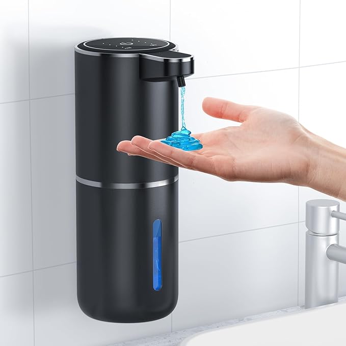 Fantictas Automatic Soap Dispenser Touchless Automatic Liquid Soap Dispenser 4 Adjustable 1200mAh Soap Dispensing Levels Wall Mount for Kitchen and Bathroom