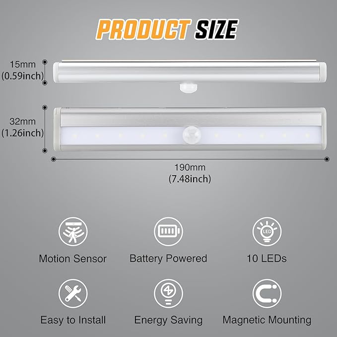 Nilight RV Step Lights 2PCS Motion Sensor Activated LED Bar RV Exterior Lights Battery Operated Wireless Magnetic Stick Strip Lighting for Motorhome Travel Trailers Camper Under Cabinet Step Tent