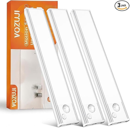 Under Cabinet Rechargeable Lighting: Motion Sensor Dimmable Lights Indoor - Battery Operated Lights - Wireless Activated Closet Light Magnetic Led Light for Kitchen Home Bathroom Counter Shelf