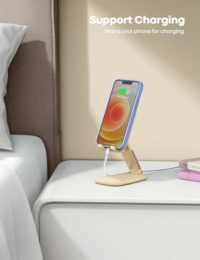 Lamicall Phone Stand for Desk - Telephone Stand Desk Accessories Desktop Office Must Have, Compatible with iPhone 17 16 15 14 13 Pro Max Mini, 12 11 XR X 8 7 6 Plus SE, 4-8'', Yellow