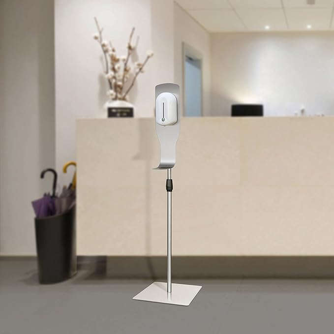 New Star Foodservice 1028904 Freestanding Floorstand for Hand Sanitizer Dispenser, Stainless Steel, Square