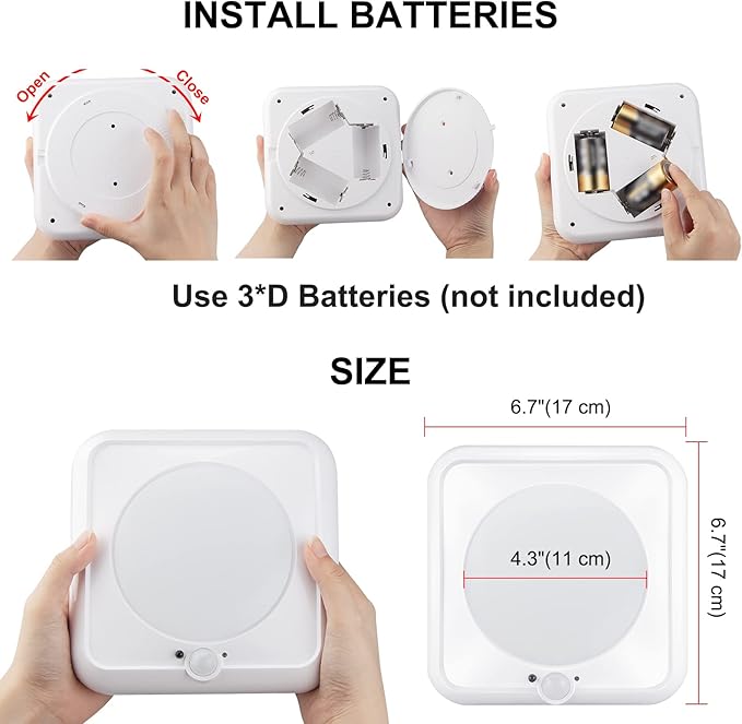 BIGMONAT Motion Sensor Light Battery Operated, Wireless Ceiling Light with Remote, Dimmable Color Changing Light for Shower Closet Pantry Hallway Cabinet Bedroom Dorm Bathroom, 250LMs, 2 Pack
