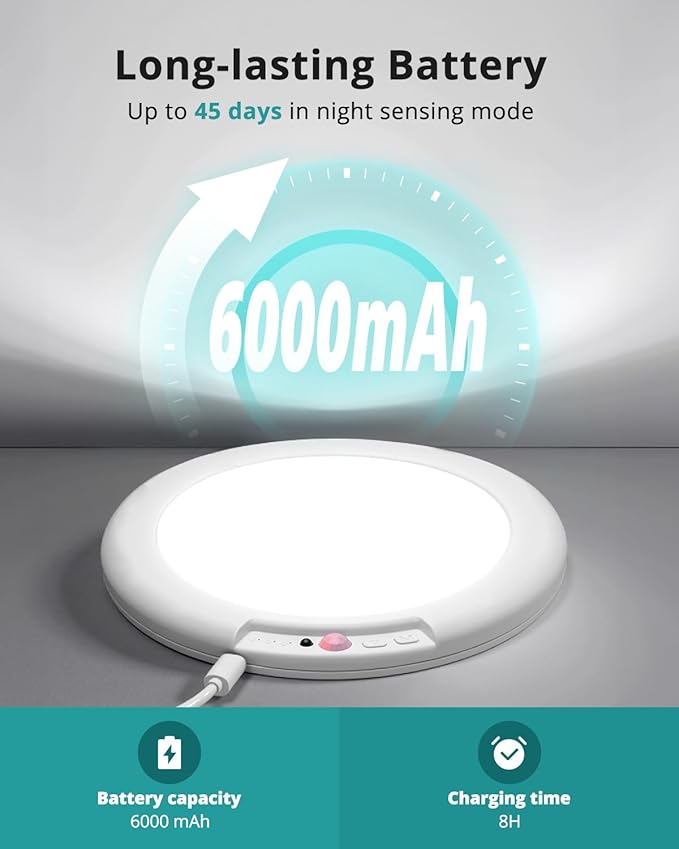 wowatt 4Pcs Battery Operated Ceiling Lights Rechargeable Motion Sensor Light Indoor Wireless Shower Light with Remote 3000K 4500K 6500K 7.48in Dimmable Timing Motion Activated Lamp for Closet Shower
