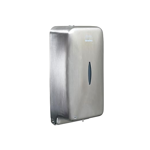 Bradley Diplomat Automatic Touchless Foam Soap/Sanitizer Dispenser for Commercial Restroom, Surface-Mounted, 27 oz Vertical Tank, ADA Compliant, Brushed Stainless Steel, Satin Finish, 6A01-11