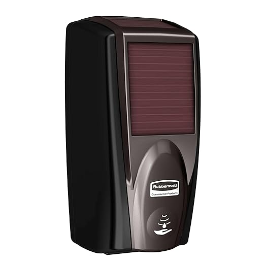 Rubbermaid Commercial Products AutoFoam LumeCel Hand Soap & Sanitizer Dispenser, Black/Black Pearl, Battery Free, Powered by Indoor Light, Touchless, Wall Mount, for Restrooms in Offices