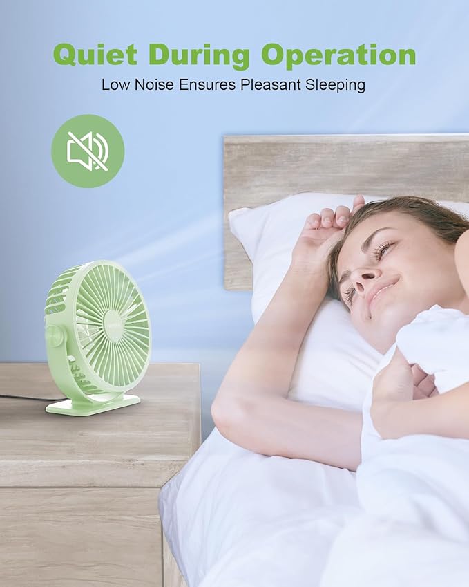 TriPole USB Desk Fan Mini Portable Fan, 3 Speeds Strong Breeze Small Electric Fans, 360° Rotation Quiet Plug In Personal USB Fans for Desktop Bedroom Office Table Travel Cruise, Green, 4.5in
