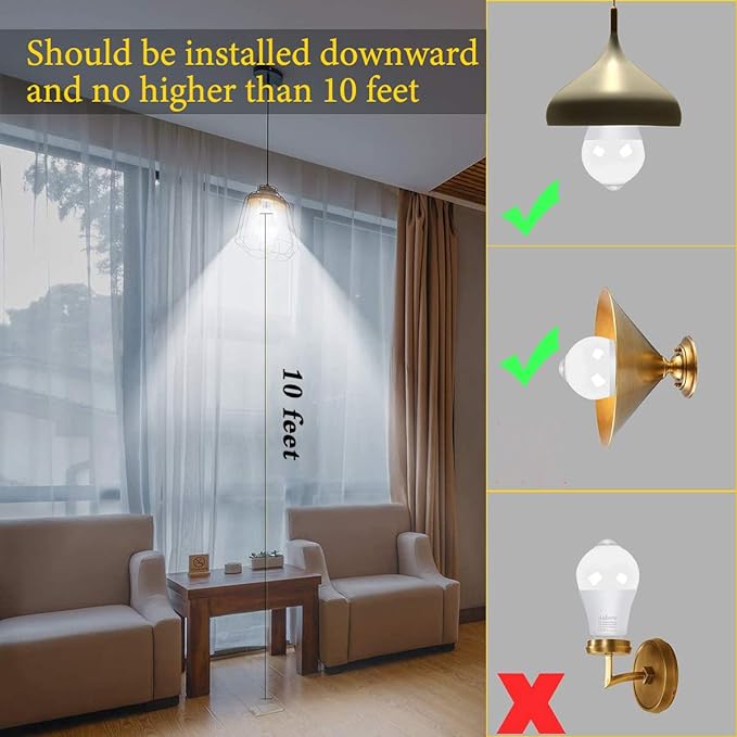 Aukora Motion Sensor Light Bulbs, 12W(100W Equivalent) E26 6500K 1000Lm 120V Motion Activated Dusk to Dawn Security Lights, Indoor Outdoor for Front Door Porch Garage Basement Hallway Closet