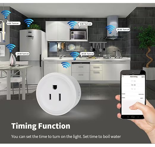 Smart Plug, WiFi Outlet Compatible with Alexa & Google Assistant, Outlet 16A/2200W Max, Home Automation, APP Remote Control, Timer&Schedule, No Hub Required, 2.4G Wi-Fi Only, 4 Pack