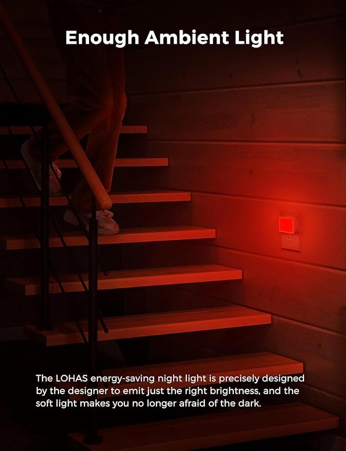 L LOHAS LED Red Night Lights Plug into Wall 6-Pack, 0.3W Plug in Night Light, Dusk to Dawn, Bright Nightlight Auto-On/Off, for Adults Kids Room Bedroom Bathroom Hallway Christmas, Non-Dim