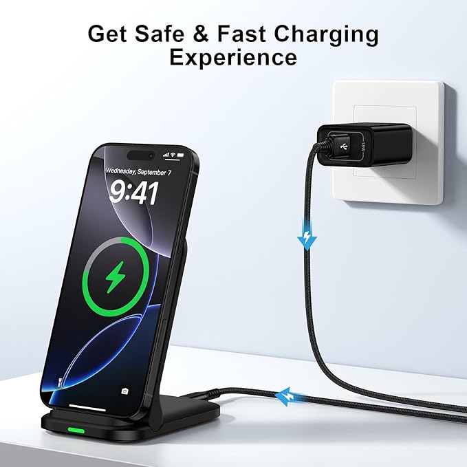 Foldable Wireless Charger Samsung Wireless Charging Station for Galaxy S26 S25 Edge S25 Ultra Plus S24 S23 S22 S21 S20 S10,15W Android Dock Charger Phone Charging Stand for Google Pixel 10 9 8