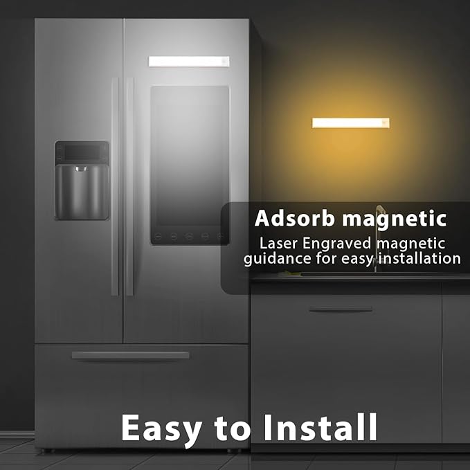 Under Cabinet Lighting Wireless, Under Cabinet Lights, 4 Pack Rechargeable Motion Sensor Light Indoor, 3 Color Temps, 5 Levels Dimmable Magnetic Closet Lights, Under Counter Lights for Kitchen, Stairs