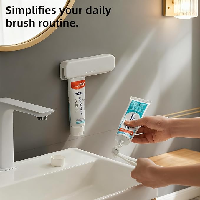 Toothpaste Holder, Toothpaste Clips, Tooth Paste Organizers Gripper for Bathrooms - Wall Mounted, White, Large, Round