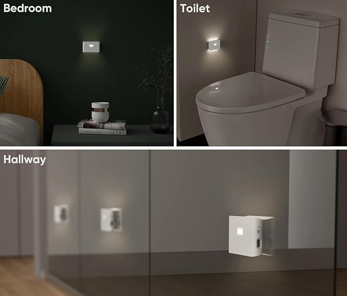 Wyze Lifestyle Rechargeable Night Lights with Dusk to Dawn & Motion Sensors, Warm & Soft White Stair Lights for Bathroom, Hallway, Linkable, Magnetic Mount, 6 Pack