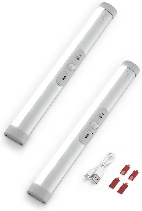 Joyzy 2 Pack Automatic Motion Sensor Closet Lighting with Eye-Protection Design Closet Lights, LED Wireless Pantry Light, Rechargeable Wardrobe Lamp Cabinet Light(100 Lumen, 6000k 80+CRI)