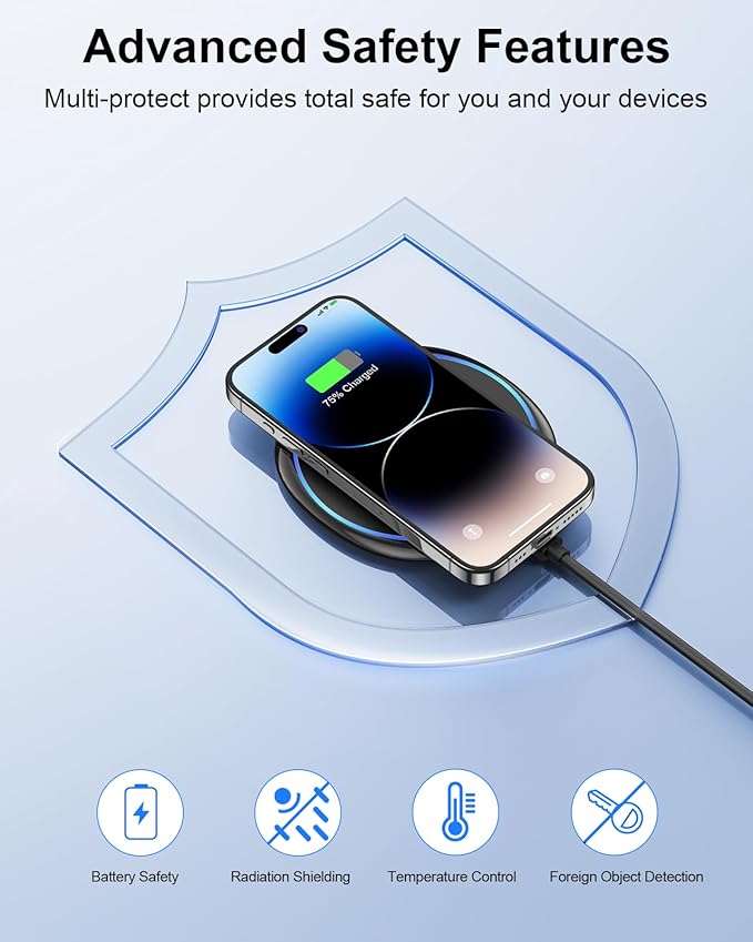 NANAMI Fast Wireless Charger [2 Pack] - Wireless Charging Pad for iPhone 17/17 Pro/17 Pro Max/16/15/14/13/13 Pro/12,10W for Samsung Galaxy S26/S26+/S25/S25 Ultra/S24/S24 Ultra/S23/S22, New Airpods