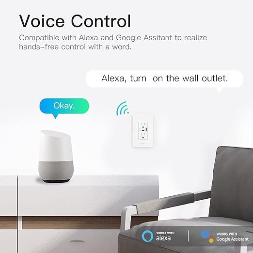 MOES Smart USB Wall Outlet Receptacle with Type-C & Type-A Charger, 2.4GHz Wi-Fi in-Wall Plug Socket, Remote Individual Control On/Off 15Amp, No Hub Required