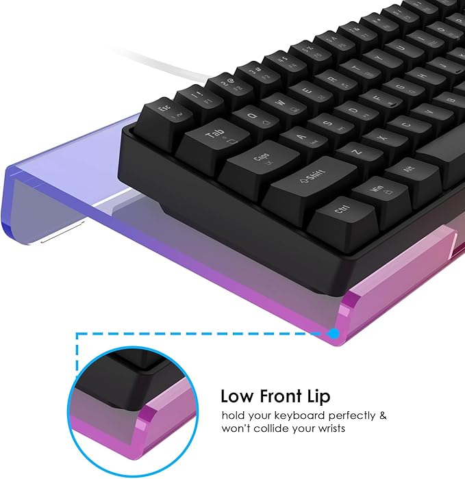Clear 366 Kinds RGB Acrylic Tilted Computer Keyboard Holder,PC Keyboard Stand Tray Holder for Easy Ergonomic Typing and Working at Home and Office Upgraded Version