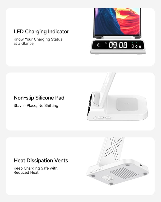 Wireless Charger for Samsung, 3 in 1 Wireless Charging Station for Samsung Galaxy S25 Ultra/S24 Ultra/S23/S22/Note 20/Z Flip 6/Fold 6, Charger for Samsung Galaxy Watch Ultra/8/7/6, Galaxy Buds 3/3 Pro