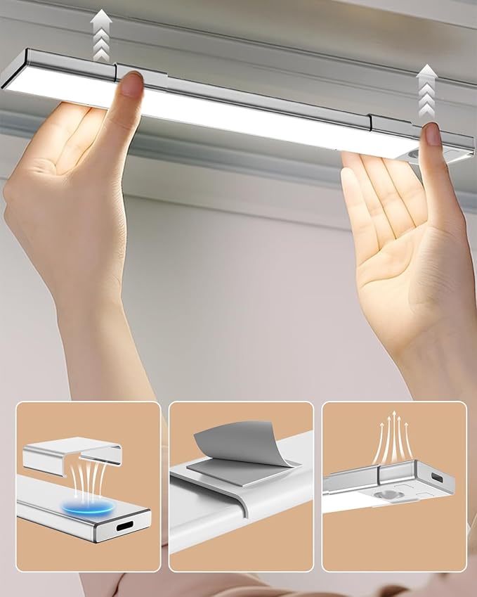 Under Cabinet Lighting 12 inch Rechargeable Battery Operated Motion Sensor Light Wireless Under Counter Lights for Kitchen, Stairs,Hallway (3 Pack)
