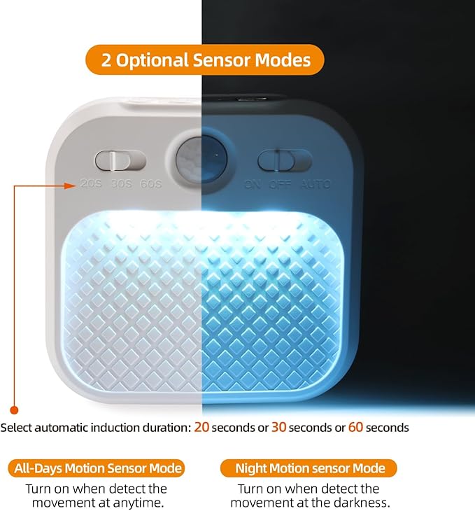 DAMI Led Night Light with Motion Detector 2 Pack, Cabinet Light Dimmable with Timer Function, Staircase Lighting RGBW, Hallway Light Rechargeable 600mAh for Children's Room