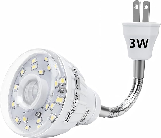 Plug in Motion Sensor Night Light Indoor, PIR Infrared Motion-Activated LED Night Light for AC Outlet,Dusk to Dawn Sensor Smartlight,360° Directional Rotating for Garage Stairway (3W 1pcs)