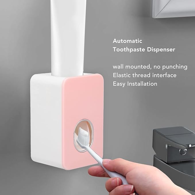 FTVOGUE Automatic Toothpaste Dispenser Wall Mount Bathroom Accessories ABS with Super Glutinous Suction Pad for Kids Family()