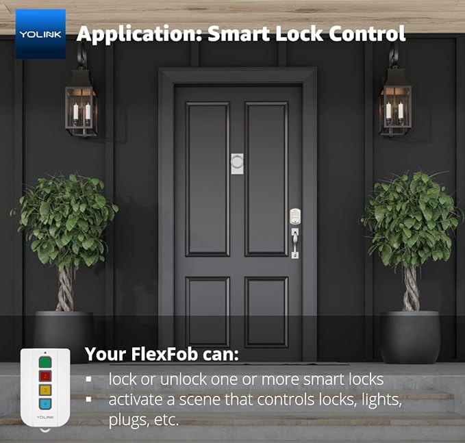 FlexFob 4-Button Smart Fob, up to 8 Functions, Trigger Alexa Routines & IFTTT Applets, Smart Buttons, Hub Required!