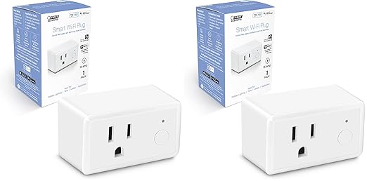 Feit Electric Smart Plug, WiFi Plug Compatible with Alexa and Google Home, Indoor Plug, No Hub Required, 2.4Ghz Network, Remote Control from Anywhere, 15 AMP, Smart Outlet Plug, White (Pack of 2)