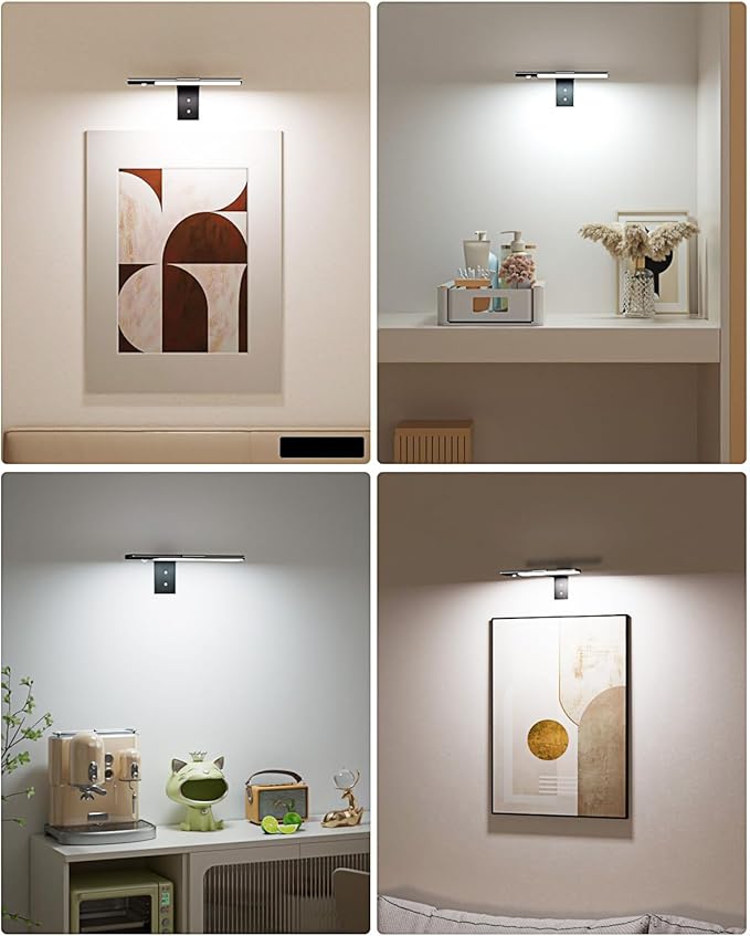 Picture Lights for Wall, 12'' Motion Sensor Rechargable Picture Light with 3 Color Temps , Dimmable Battery Wall Sconce for Wall Pictures with Remote, LED Art Light for Paintings, Gallery, Portrait
