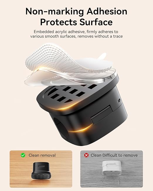 8 Pack Magnetic Cable Clips, Rocoren Under Desk Cord Holder Cable Management-1s Lock, Adhesive Cord Cable Clip Wire Holder Keeper Organizer for Phone Car Home Office Desk Wall Desktop Nightstand