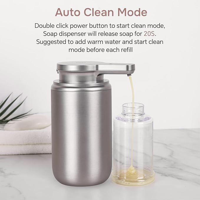 Automatic Soap Dispenser, Stainless Steel Hand Soap Dispenser for Bathroom Kitchen Rechargeable Touchless Hand Soap Pump 12 oz.