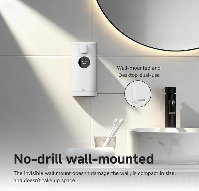 Automatic Foaming Soap Dispenser, Touchless Soap Dispenser with LED Hand Washing Timer, Rechargeable 350ml Foam Soap Dispenser, IPX7 Waterproof, Wall Mounted for Bathroom Kitchen Kids