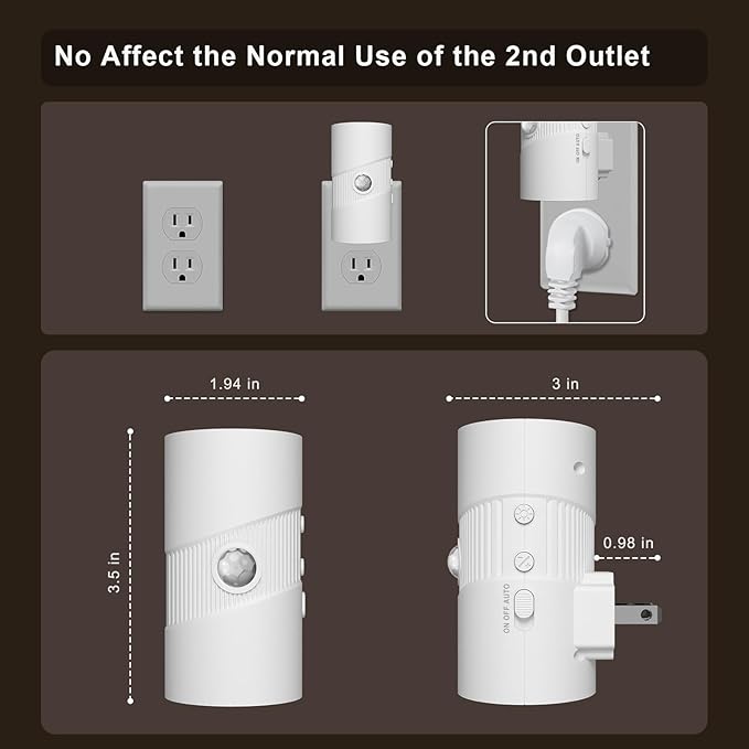 easuntec Motion Sensor Light Indoor, Night Lights Plug into Wall, Motion Sensor & Dusk to Dawn Sensor, 3 Light Modes, Dimmable Night Light for Bedroom Bathroom Hallway Kitchen Stairs (White, 2 Pack)