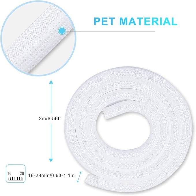 AGPTEK Cable Sleeve, 6.6ft - 2/3 inch Cable Management Desk Cord Cover Organizer Wire Hider for Home Office Computer TV Wire Loom Tubing Pet Proof Cord Protector from Cat Dog Chewing, White
