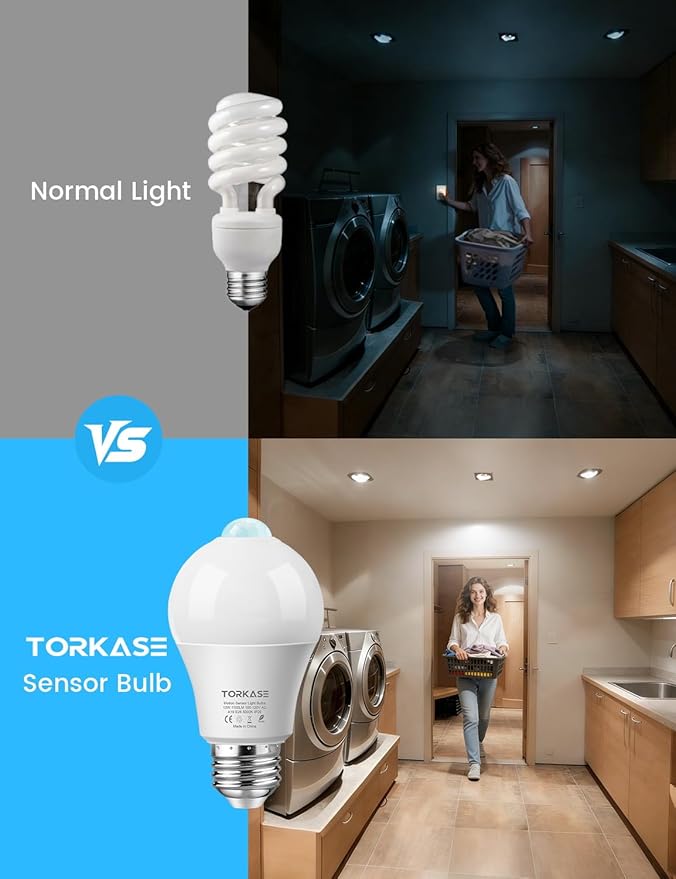Motion Sensor Light Bulbs, 13W (100Watt Equivalent), Motion Activated Dusk to Dawn Security LED Bulb, 5000K Daylight, Energy-Efficient, for Indoor and Outdoor Lighting, Porch, Stairs, Hallway 2Pack