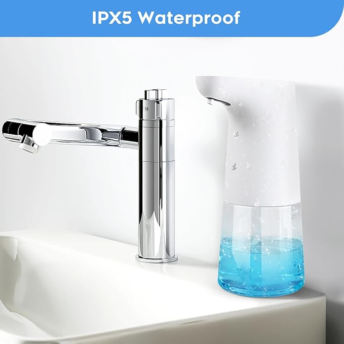 Automatic Foaming Soap Dispenser: LAOPAO Touchless Hand Soap Dispenser for Kids Type-C Rechargeable Sensor Pump Waterproof Foam Dispenser for Bathroom Kitchen School Xmas Gift, 13oz