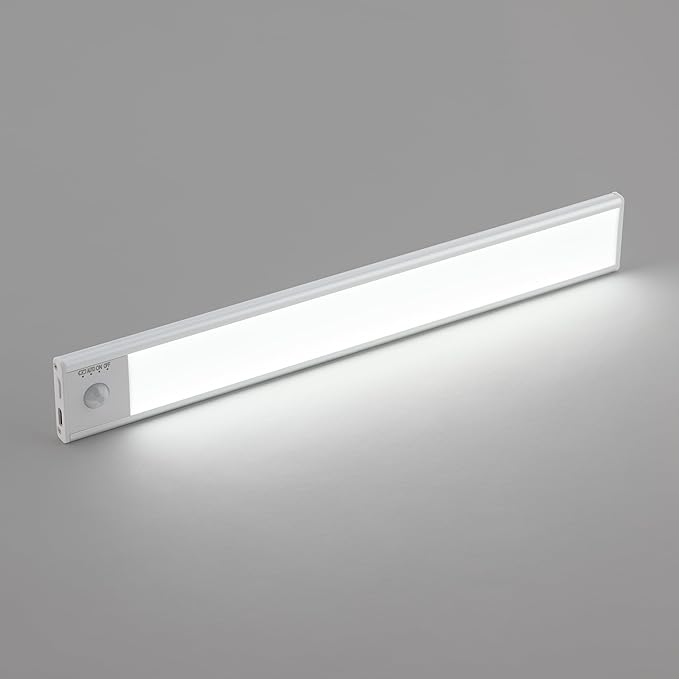 Magnetix 8in Rechargeable LED Under Cabinet Motion Sensor Light Bar with Magnetic Mounting Clips, Dimmable and 3-CCT Selectable in Brushed Aluminum for Kitchen and Closet