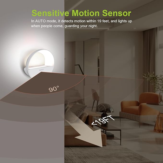 AURAXY Rechargeable Motion Sensor Night Light, Battery Night Lights LED Cool White Magnetic Stick-on Motion Sensored Hallway Light, with Dusk to Dawn Sensor for Stair, Wall, Bedroom, Bathroom(6 Pack)