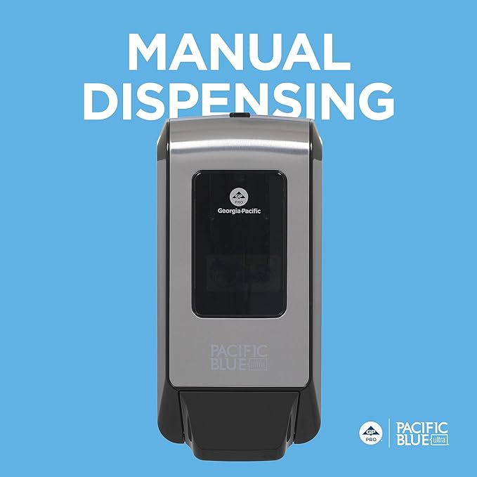 Pacific Blue Ultra Wall-Mounted Manual Dispenser for Foaming Hand Soap and Hand Sanitizer by GP PRO (Georgia-Pacific), Brushed Stainless, 53060, 11.5" W x 5.6" D by 4.4" H