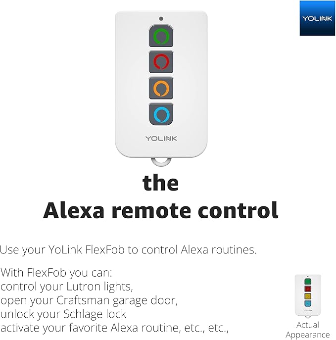 FlexFob 4-Button Smart Fob, up to 8 Functions, Trigger Alexa Routines & IFTTT Applets, Smart Buttons, Hub Required!