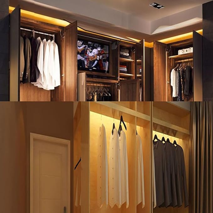 Motion Sensor Light Indoor, Closet Lights Motion Sensored, Battery Operated Cabinet Lights Strip, White Under Cabinet Lighting, Under Counter Lights for Kitchen, Led Strip Lights for Bedroom